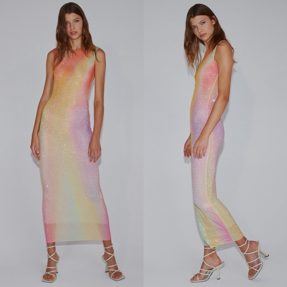 Self-Portrait Multicolor Sequin Midi Dress